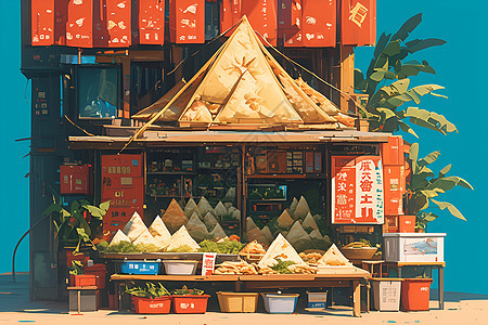 新鲜粽子摊位图片