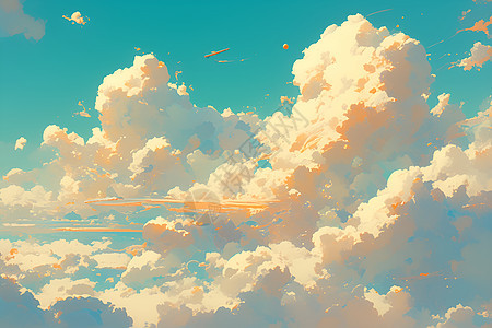 蓝天白云插图背景图片