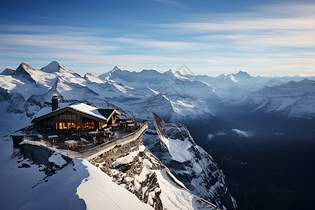 雪山上的建筑图片