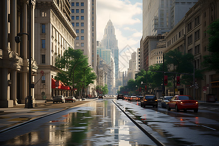 街头积水的街道图片