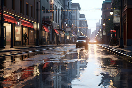 一条湿滑的街道图片