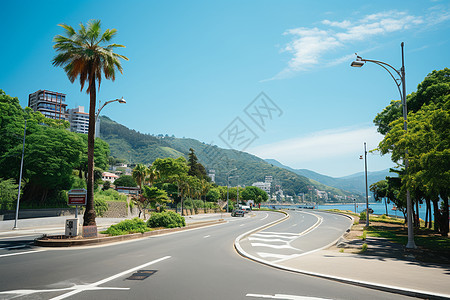 柏油马路旁的树木背景