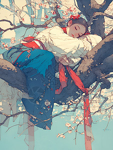 樱花树下的汉服少女图片
