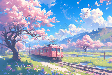 开往春日的小火车背景图片
