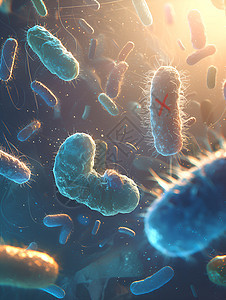 空气中漂浮的细菌插画图片