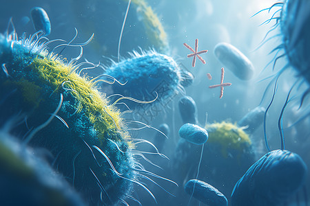 微观世界中的细菌场景图片