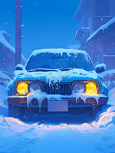 冬日雪地行驶的汽车图片