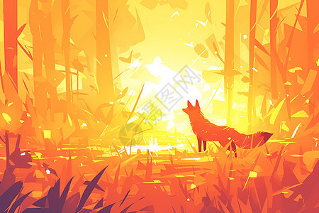 夕阳下的狐狸图片