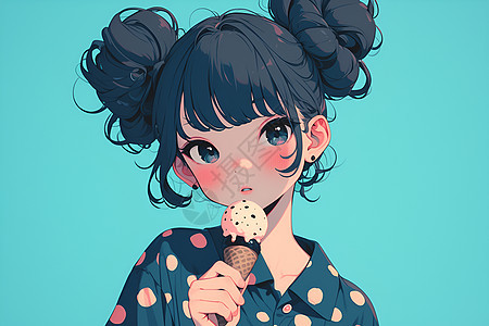 可爱的女孩手持冰淇淋图片