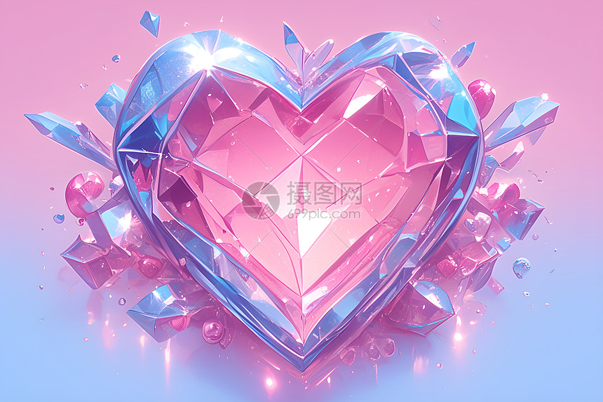 粉色的水晶之心图片