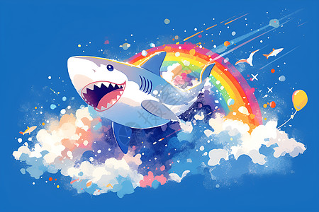 梦幻的彩虹鲨鱼高清图片