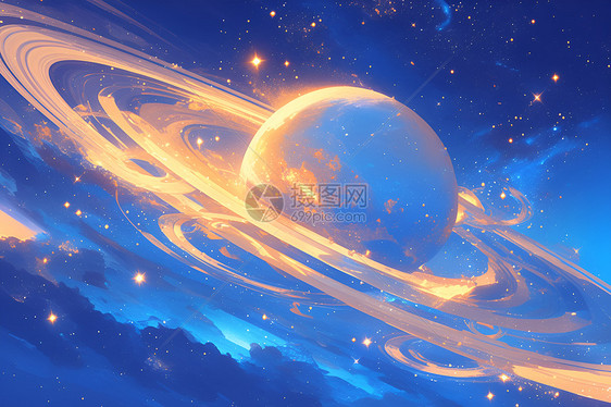 土星之环的梦幻场景图片