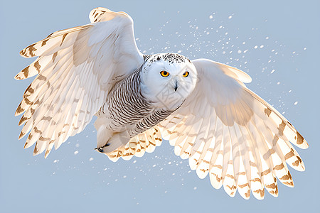 冰雪中飞翔的雪鸮图片
