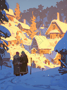 冬日的村庄图片