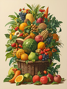 丰富多彩的水果篮图片