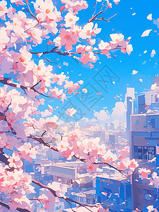樱花盛放的春日背景图片
