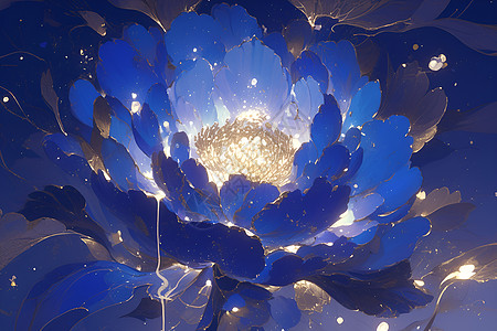 星空下的蓝色花朵图片