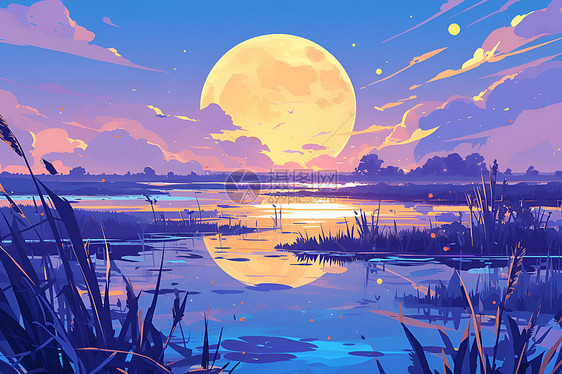 明月江畔美景图片