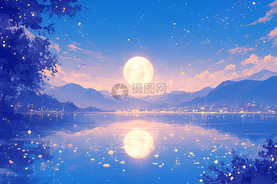 梦幻月夜美景图片