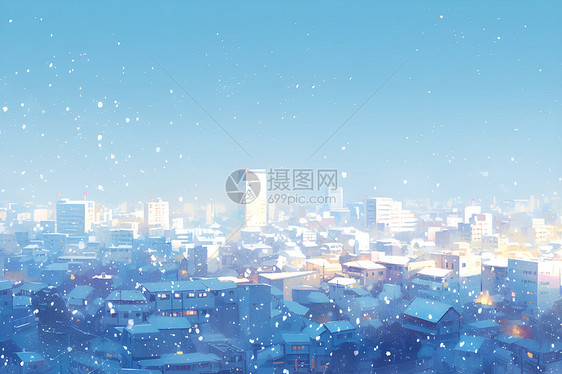 白雪封城插画图片