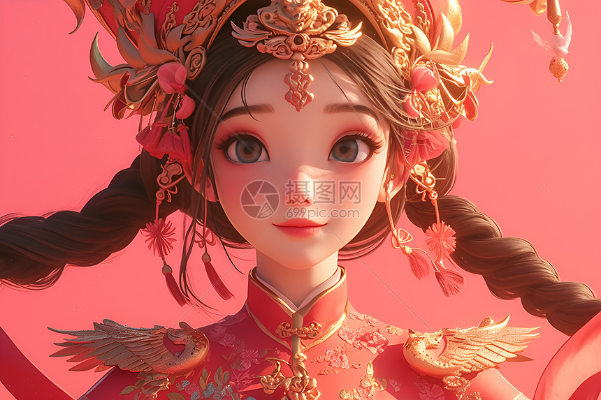 古装少女插画图片