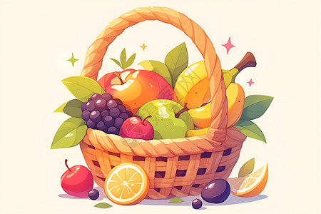 水果篮子插画图片