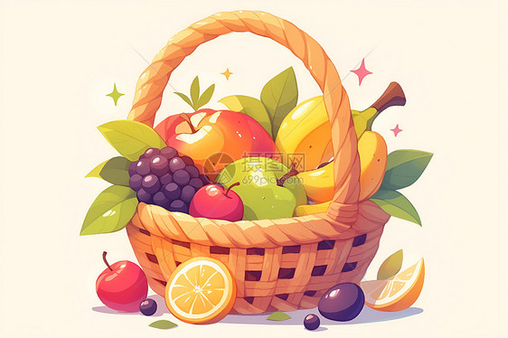 水果篮子插画图片