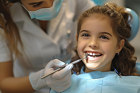 小女孩在牙科诊所快图片