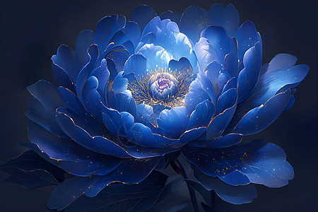 夜晚盛开的蓝色花朵图片
