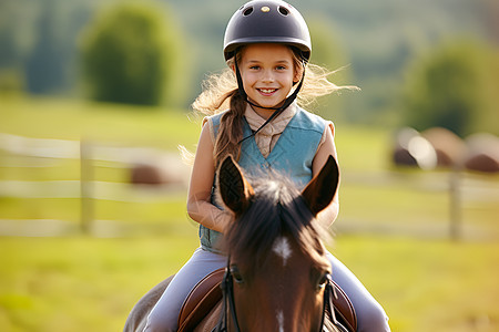 马场骑马的小女孩图片