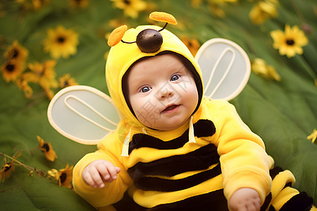 穿着蜜蜂服装的可爱孩子图片