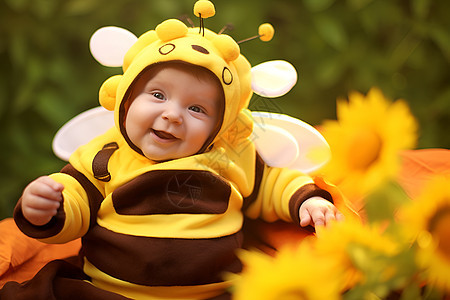 穿着蜜蜂服装的孩子图片