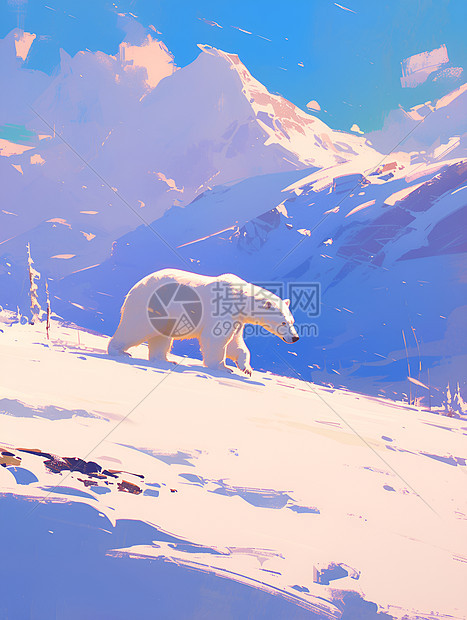 山谷中的北极熊插图图片