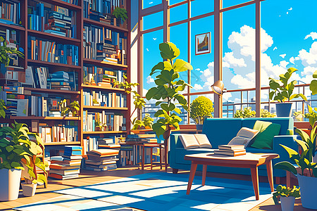 阳光里的书房图片