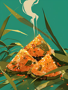 竹叶包裹的粽子图片