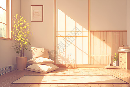 日式卧榻上的枕头背景图片
