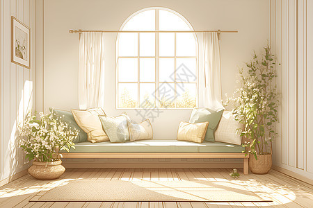 阳光客厅里的沙发图片