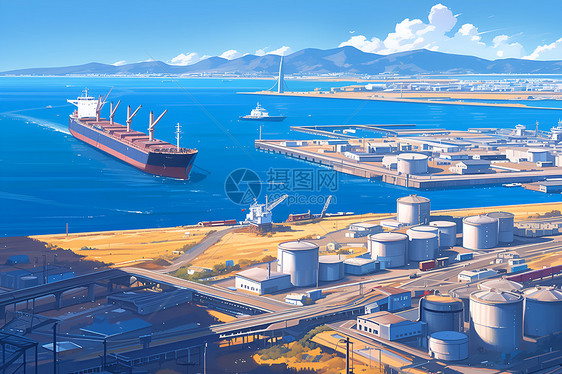 港口的贸易船只图片
