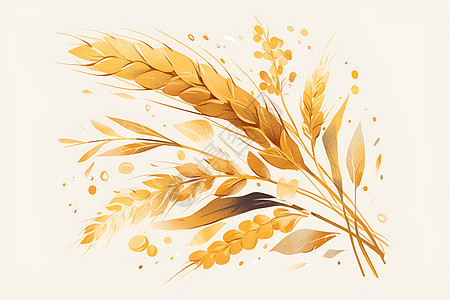 展示的小麦插画图片