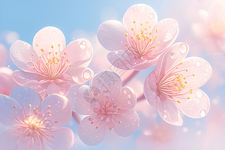 绽放的粉色桃花背景图片