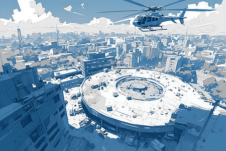 城市中的直升飞机图片