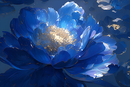 梦幻蓝色牡丹花背景图片