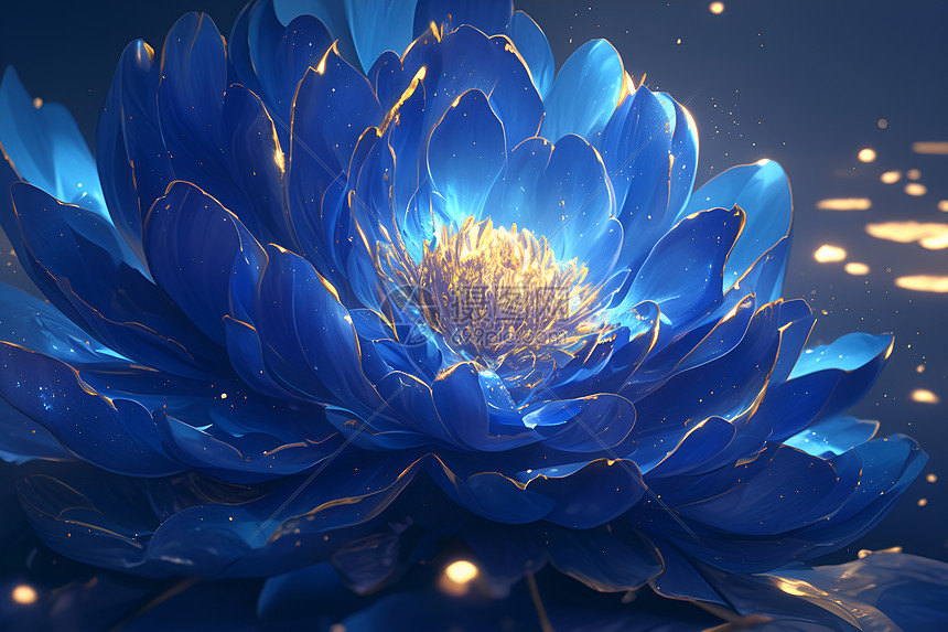 闪耀的蓝色牡丹花图片