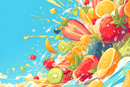 爆炸的美味的水果果汁插画