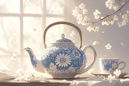 精美的青花茶壶图片