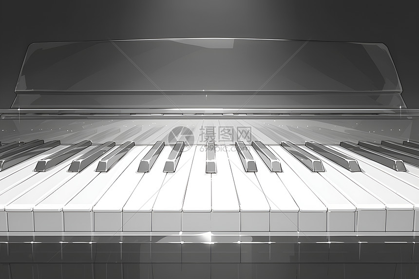 阳光下的钢琴键盘图片