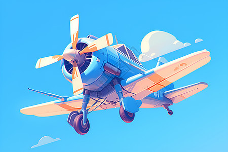 蓝天下飞翔的飞机背景图片