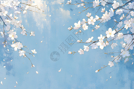 蓝天下的花枝图片