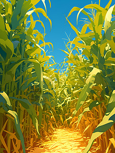 玉米地里的道路图片