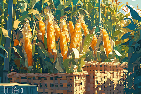 阳光下的玉米图片
